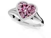 Solitaire Engagement Ring Setting for Fancy Pink Heart-Shaped Center with V Split Shank and Bezel Head in Sterling Silver