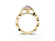 Halo Engagement Ring Setting for Fancy Pink Marquise Center with Twist Band and Prong Head in Yellow Gold