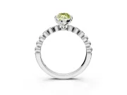 Solitaire Engagement Ring Setting for Fancy Yellow Marquise Center with Bezel-Dot Beaded Band and Prong Head in White Gold