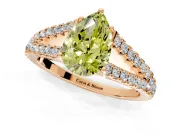 Solitaire Engagement Ring Setting for Fancy Yellow Pear-Shaped Center with Pave Split Shank and Prong Head in Rose Gold