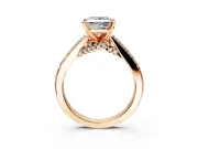 Solitaire Engagement Ring Setting for Princess Cut Center with Crossover Accents and Prong Head in Rose Gold