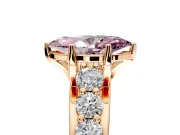 Solitaire Engagement Ring Setting for Fancy Pink Marquise Center with Graduated Shared Prongs and Prong Head in Rose Gold