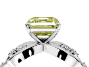 Solitaire Engagement Ring Setting for Fancy Yellow Asscher Cut Center with Criss-Cross Accent Band and Prong Head in White Gold