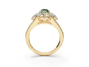 Halo Engagement Ring Setting for Fancy Green Marquise Center with Two-Strand Split Shank and Prong Head in Yellow Gold
