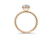 Solitaire Engagement Ring Setting for Oval Center with Plain Twisted Rope Band and Prong Head in Rose Gold