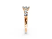 5 Stone Engagement Ring Setting for Princess Cut Center with Graduated Accents and Prong Head in Rose Gold