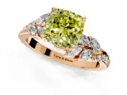 Solitaire Engagement Ring Setting for Fancy Yellow Cushion Cut Center with Marquise Accent Twist Band and Prong Head in Rose Gold
