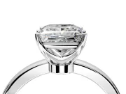 Solitaire Engagement Ring Setting for Princess Cut Center with Plain Band and Tulip Prong Head in Platinum