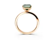 Solitaire Engagement Ring Setting for Fancy Green Asscher Cut Center with Thin Rounded Plain Band and Prong Head in Rose Gold