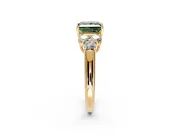 Cluster Engagement Ring Setting for Fancy Green Princess Cut Center with Round Cut Accent Frame and Prong Head in Yellow Gold