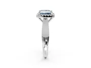 Halo Engagement Ring Setting for Fancy Blue Princess Cut Center with Square Band and Prong Head in Platinum