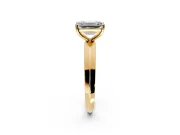 Solitaire Engagement Ring Setting for Emerald Cut Center with Wide Knife Ridge Band and Prong Head in Yellow Gold
