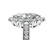 Halo Engagement Ring Setting for Marquise Center with Milgrain Channel Band and Prong Head in Sterling Silver