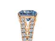 Solitaire Engagement Ring Setting for Fancy Blue Radiant Cut Center with Pave Split Shank and Prong Head in Rose Gold