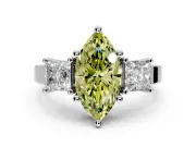 3 Stone Engagement Ring Setting for Fancy Yellow Marquise Center with Matching Side Accents and Prong Head in Platinum