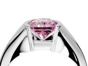 Tension Engagement Ring Setting for Fancy Pink Radiant Cut Center with Wide Tapered Band and Tension Head in Sterling Silver