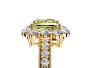 Halo Engagement Ring Setting for Fancy Yellow Princess Cut Center with Milgrain Channel Band and Prong Head in Yellow Gold