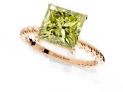 Solitaire Engagement Ring Setting for Fancy Yellow Princess Cut Center with Plain Twisted Rope Band and Prong Head in Rose Gold