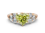 Cluster Engagement Ring Setting for Fancy Yellow Heart-Shaped Center with Round Cut Accent Frame and Prong Head in Rose Gold