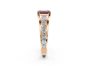 Solitaire Engagement Ring Setting for Fancy Pink Emerald Cut Center with Graduated Shared Prongs and Prong Head in Rose Gold