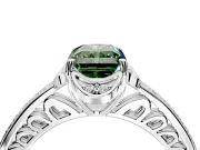 Floral Engagement Ring Setting for Fancy Green Radiant Cut Center with Four Accent Clusters and Prong Head in Platinum