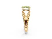 Halo Engagement Ring Setting for Fancy Yellow Radiant Cut Center with Rope Twist Split Shank and Prong Head in Yellow Gold