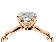 Solitaire Engagement Ring Setting for Cushion Cut Center with Bamboo Band and Prong Head in Rose Gold