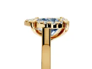 Single Halo Engagement Ring Setting for Fancy Blue Heart-Shaped Center with Corner Claws, Plain Band and Prong Head in Yellow Gold