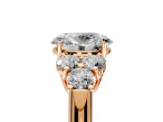 Cluster Engagement Ring Setting for Oval Center with Round Cut Accent Frame and Prong Head in Rose Gold