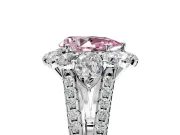 Halo Engagement Ring Setting for Fancy Pink Pear-Shaped Center with Two-Strand Split Shank and Prong Head in Platinum