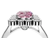Cluster Halo Engagement Ring Setting for Fancy Pink Cushion Cut Center with Milgrain Bezel Accents and Prong Head in Platinum