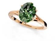 Solitaire Engagement Ring Setting for Fancy Green Oval Center with Plain Split Shank and Prong Head in Rose Gold