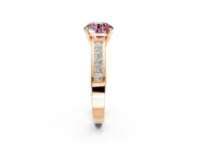 Solitaire Engagement Ring Setting for Fancy Pink Round Cut Center with Princess Cut Channel Band and Prong Head in Rose Gold