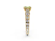 Solitaire Engagement Ring Setting for Fancy Yellow Asscher Cut Center with Pave Cathedral Shoulders and Prong Head in Yellow Gold