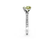 Open Basket Engagement Ring Setting for Fancy Yellow Heart-Shaped Center with Pave Band and Prong Head in Platinum