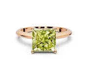 Solitaire Engagement Ring Setting for Fancy Yellow Princess Cut Center with Knife Ridge Band and Claw Prong Head in Rose Gold