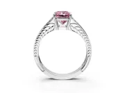 Split Shank Engagement Ring Setting for Fancy Pink Radiant Cut Center with Pave Split Shank and Prong Head in Sterling Silver