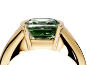 Tension Engagement Ring Setting for Fancy Green Asscher Cut Center with Wide Tapered Band and Tension Head in Yellow Gold