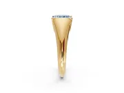 Tension Engagement Ring Setting for Fancy Blue Radiant Cut Center with Wide Tapered Band and Tension Head in Yellow Gold