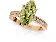 Milgrain Pave Engagement Ring Setting for Fancy Yellow Marquise Center with Accent Band and Prong Head in Rose Gold
