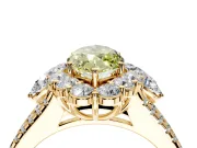 Halo Engagement Ring Setting for Fancy Yellow Marquise Center with Two-Strand Split Shank and Prong Head in Yellow Gold