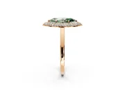 Halo Engagement Ring Setting for Fancy Green Marquise Center with Plain Tapered Band and Prong Head in Rose Gold