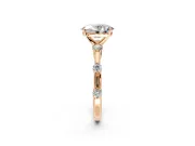 Solitaire Engagement Ring Setting for Oval Center with Bezel Station Band and Prong Head in Rose Gold