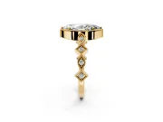 Milgrain Bezel Engagement Ring Setting for Marquise Center with Marquise Stations and Bezel Head in Yellow Gold