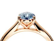 Solitaire Engagement Ring Setting for Fancy Blue Pear-Shaped Center with Narrow Cathedral Band and Prong Head in Rose Gold