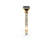 Open Basket Engagement Ring Setting for Fancy Black Asscher Cut Center with Pave Band and Prong Head in Yellow Gold