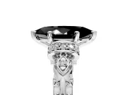 Solitaire Engagement Ring Setting for Fancy Black Marquise Center with Filigree Band and Prong Head in Sterling Silver