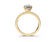 Solitaire Engagement Ring Setting for Radiant Cut Center with Band of Accents and Prong Head in Yellow Gold