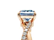 Solitaire Engagement Ring Setting for Fancy Blue Princess Cut Center with Half-Pave Crossover Band and Prong Head in Rose Gold