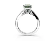 Solitaire Engagement Ring Setting for Fancy Green Princess Cut Center with Crossover Accents and Prong Head in White Gold